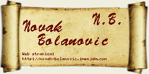 Novak Bolanović vizit kartica
